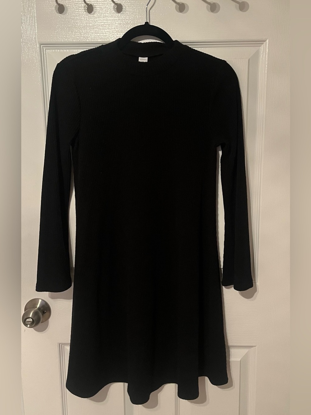 Old Navy Black Ribbed Fit & Flare Dress | Long Sleeve Mock Neck | Women’s Small